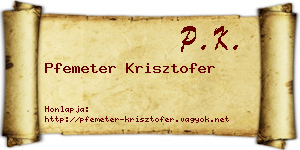 Pfemeter Krisztofer névjegykártya